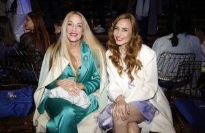 News Room : Jerry Hall, 69, joins her lookalike daughter Elizabeth Jagger, 41, at the Marc Cain show during Berlin Fashion Week
