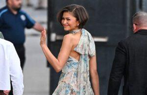 News Room : Zendaya floats into Jimmy Kimmel Live in sheer floral halter gown amid wedding rumors