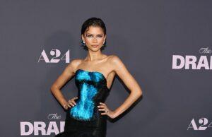 News Room : Zendaya wows in feathered gown featuring 27 shades of ‘something blue’ as she joins Robert Pattinson at The Drama premiere in NYC