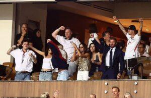 News Room : David Beckham roars as he celebrates England World Cup victory with Victoria and their children