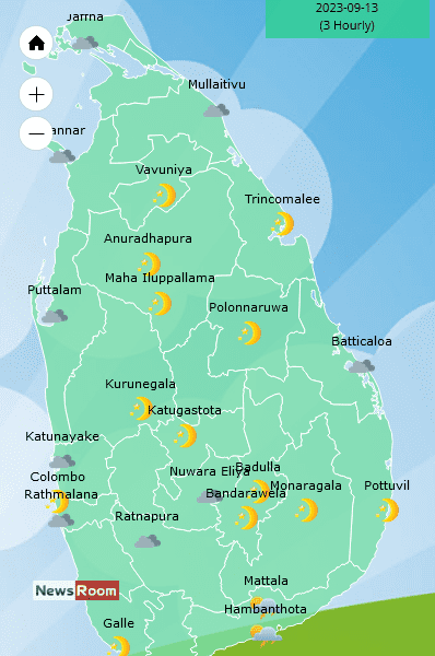 News Room : Showers in Western, Sabaragamuwa, Southern and North-western