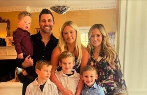 News Room : Bachelorette star Emily Maynard becomes a grandmother at age 39 as daughter Ricki, 20, welcomes baby Happy family portrait of parents, kids, and baby celebrating indoors in bright, cozy home.