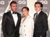 Elegant trio in formal black and white attire at a GQ event in Sri Lanka.