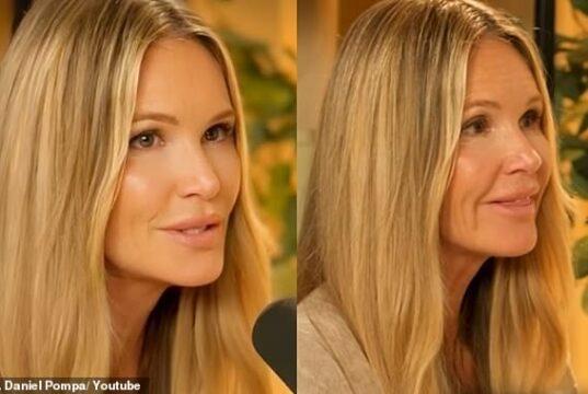 Blonde woman in interview, close-up shot, warm indoor background.
