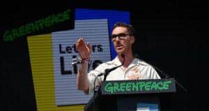 Greenpeace speaker at a Lanka News Room event promoting environmental awareness and climate activism.